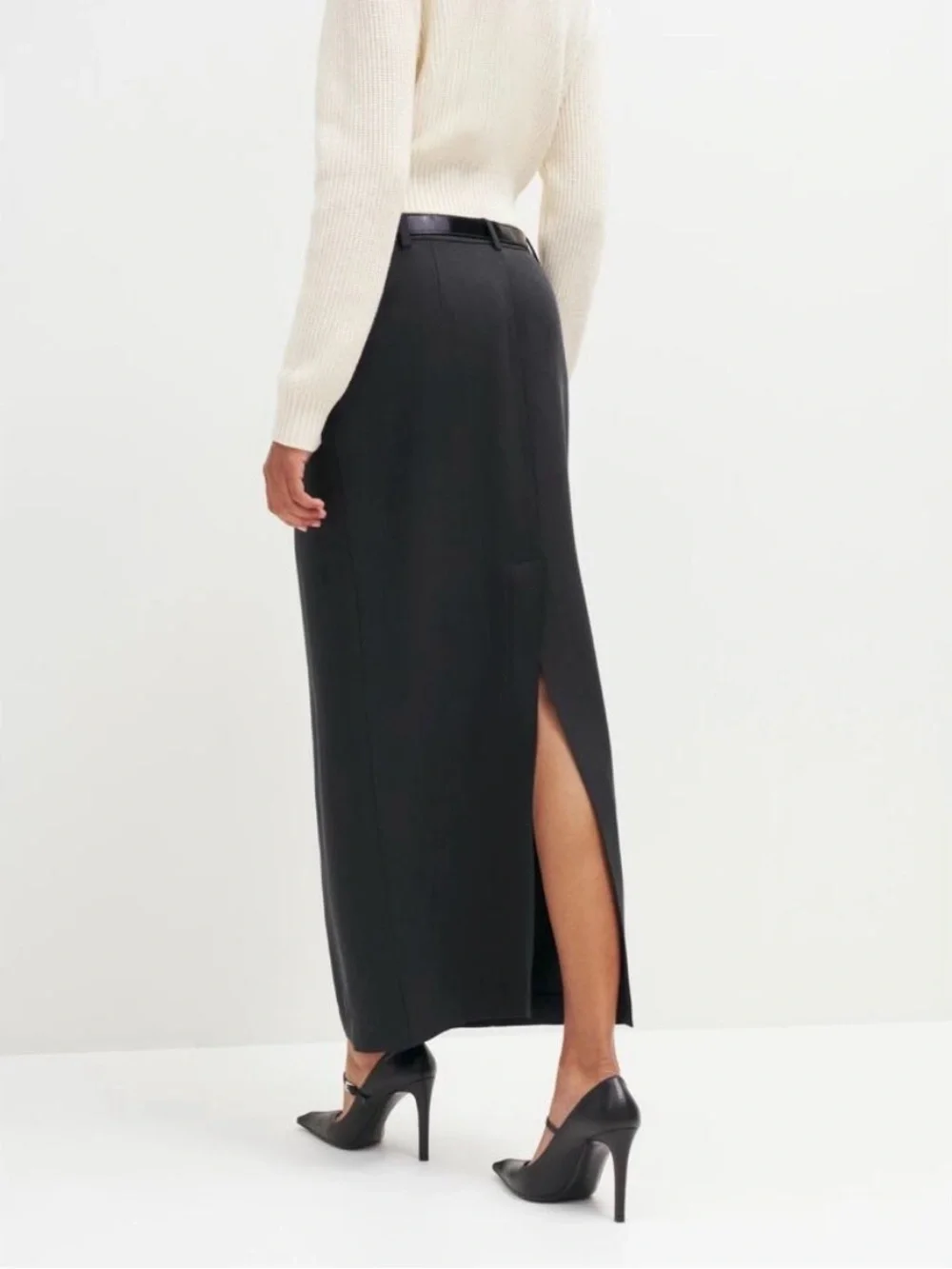 Reformation Cairo Mid Rise Maxi Black Tencel Skirt Size 12